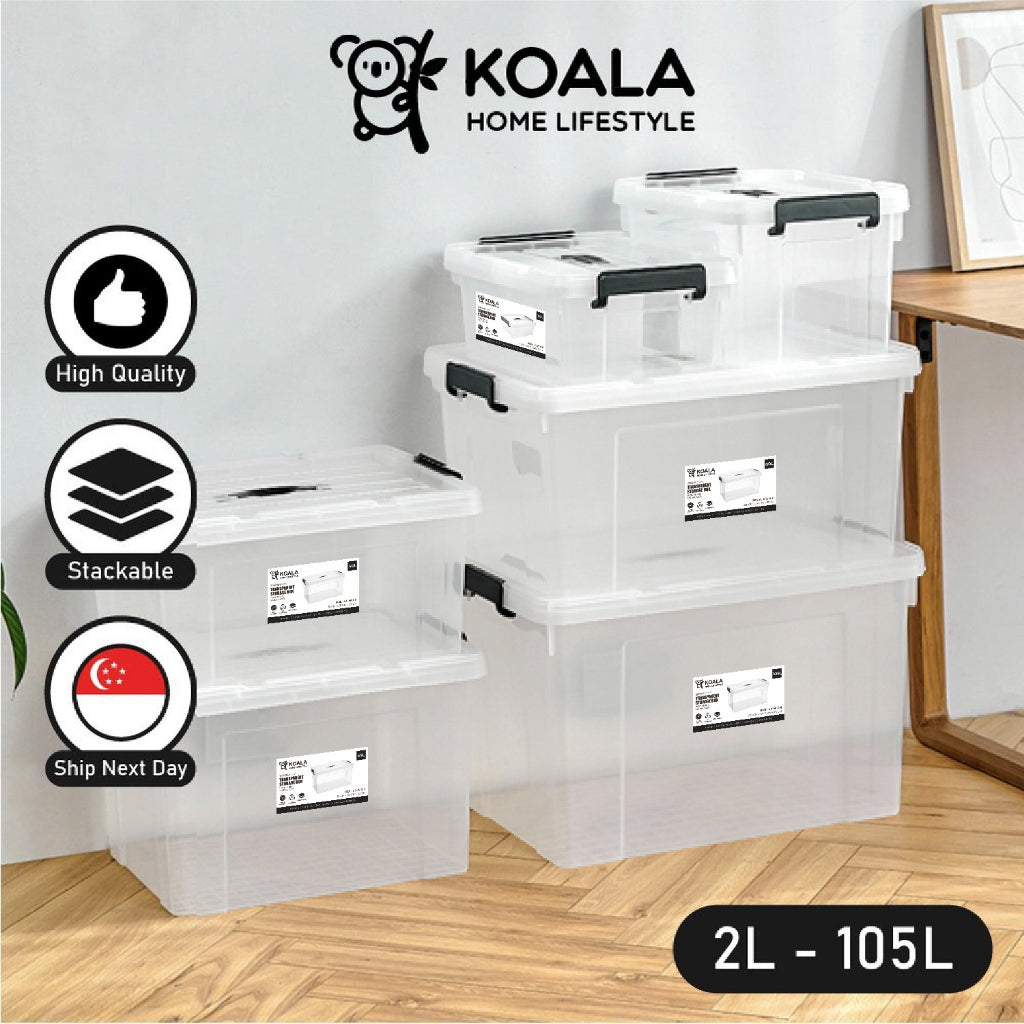 Koala Home Transparent Storage Box Organizer Stackable Container Waterproof 15L/40L/55L/80L/105L