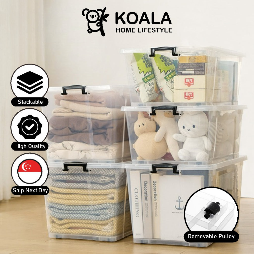 Koala Home Transparent Storage Box Organizer Stackable Container Waterproof With Wheels 15L/42L/47L/68L/92L/103L