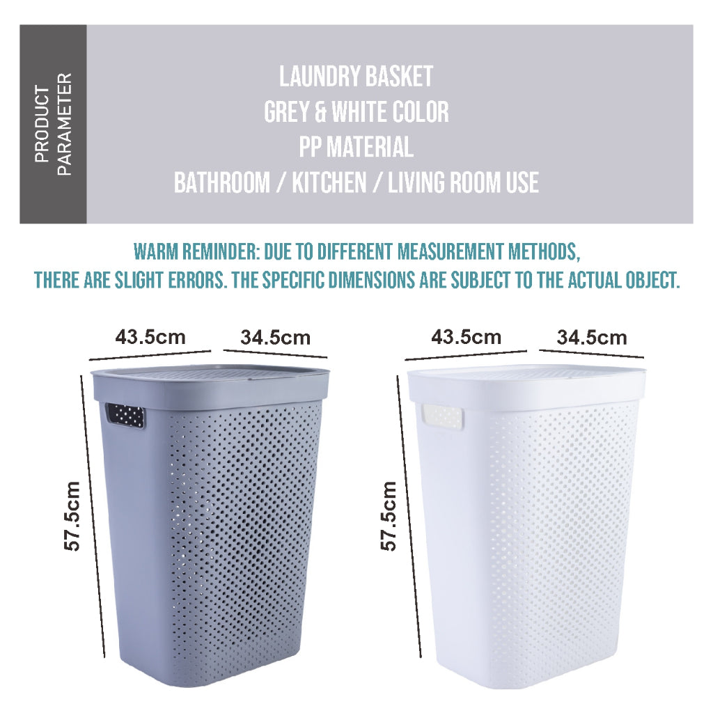 Koala Home Laundry Basket/Plastic Laundry Basket/Dirty Clothes Basket/Bathroom Dirty Basket/60L Large Capacity