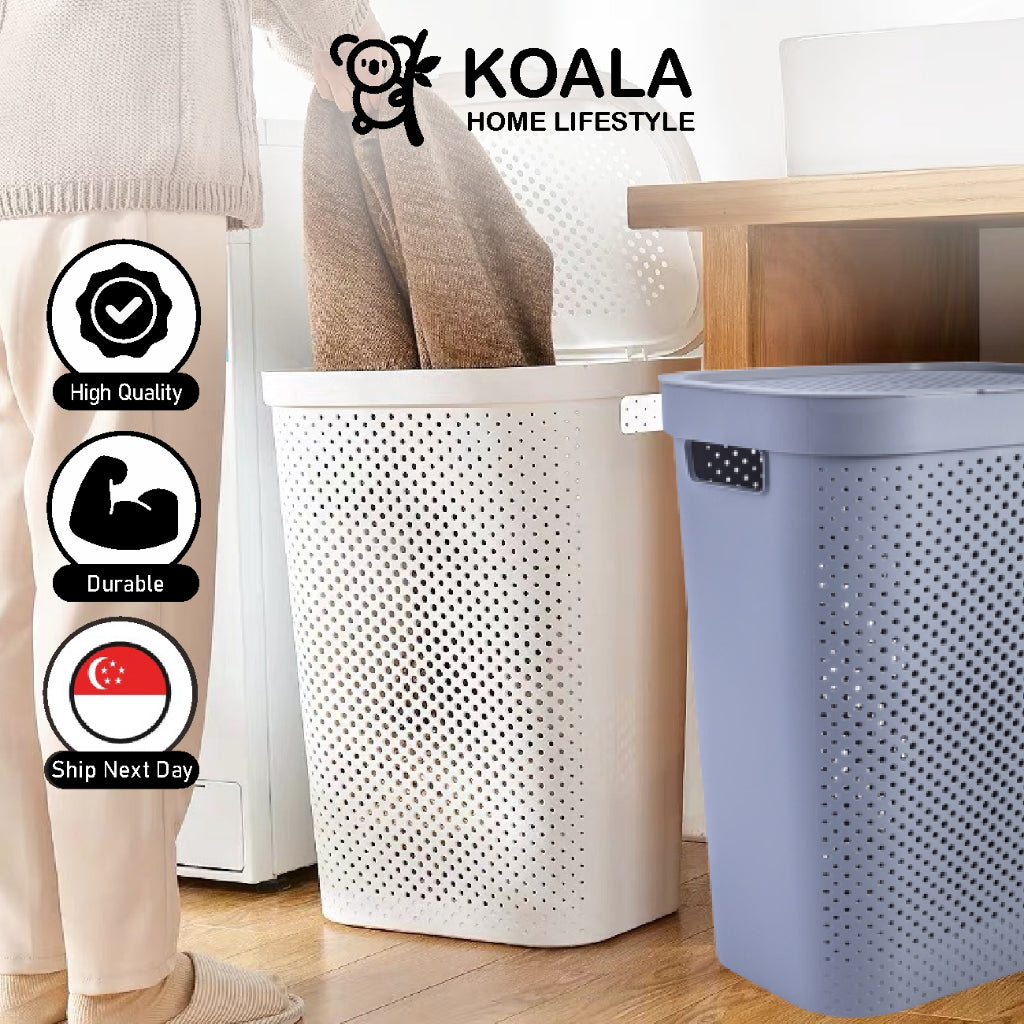 Koala Home Laundry Basket/Plastic Laundry Basket/Dirty Clothes Basket/Bathroom Dirty Basket/60L Large Capacity