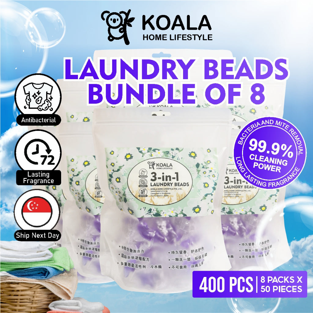 Koala Home Beads Laundry Capsules Detergent Capsules 3 in 1 Fragrance Beads Laundry Capsules 50pcs x 8 Refill Packs