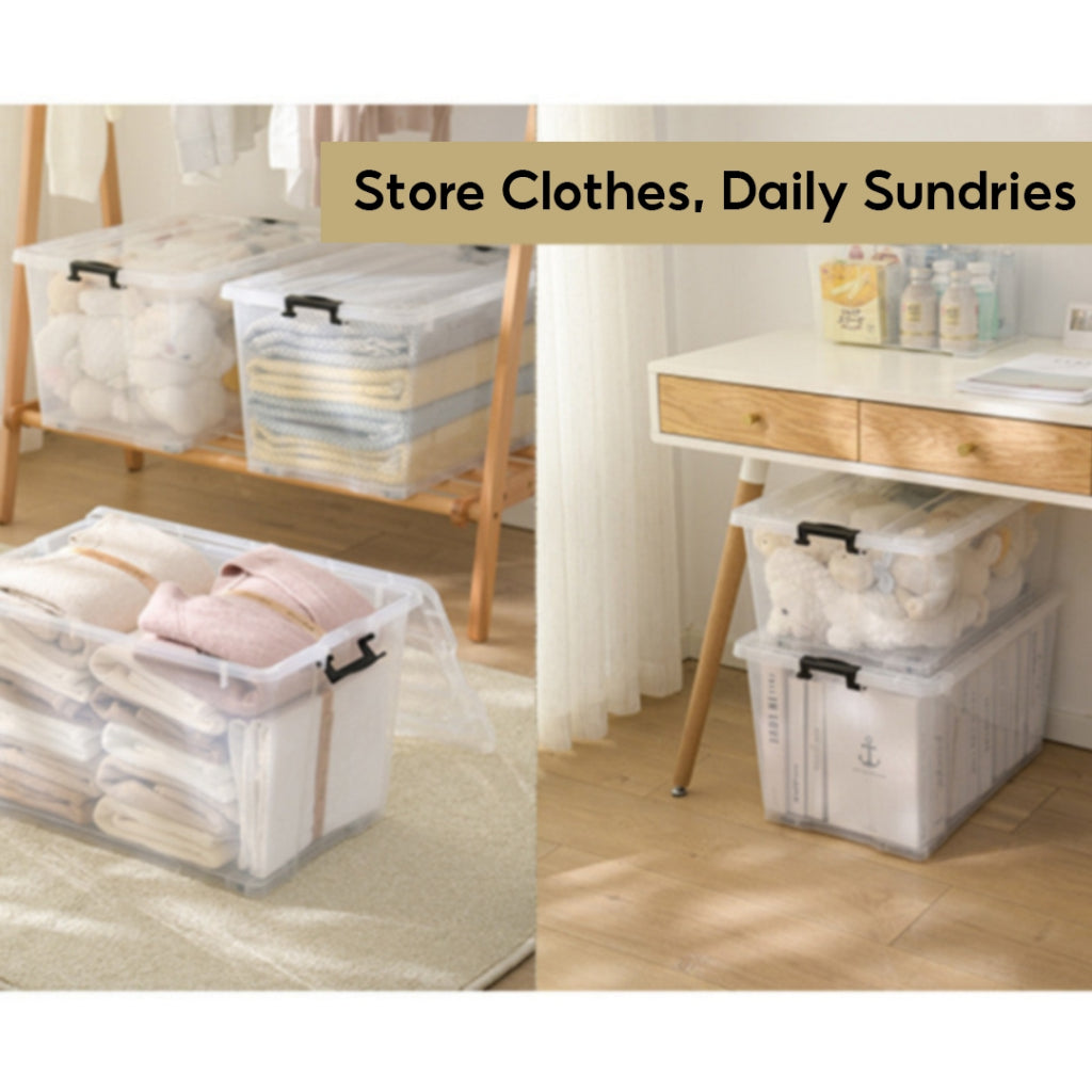 Koala Home Transparent Storage Box Organizer Stackable Container Waterproof With Wheels 15L/42L/47L/68L/92L/103L