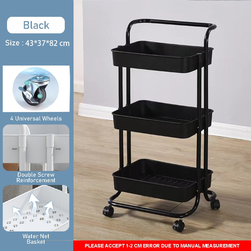 Koala Home Foldable Trolley Rack/Trolley Shelf/Kitchen Shelf Movable Storage Cart Organizer Free installation