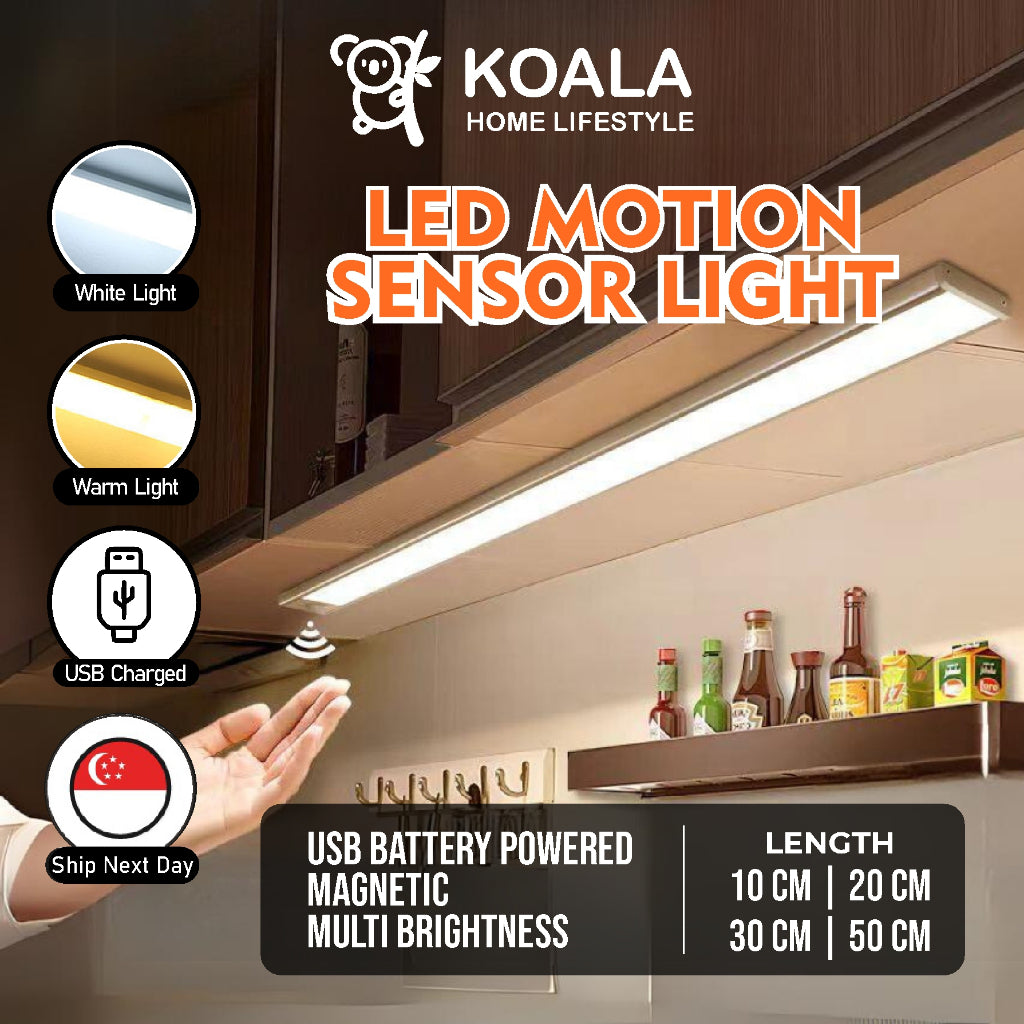 Koala Home Wireless Motion Sensor Light Stick - Portable Rechargeable Led Strip Kitchen Cabinet Wardrobe Bedroom