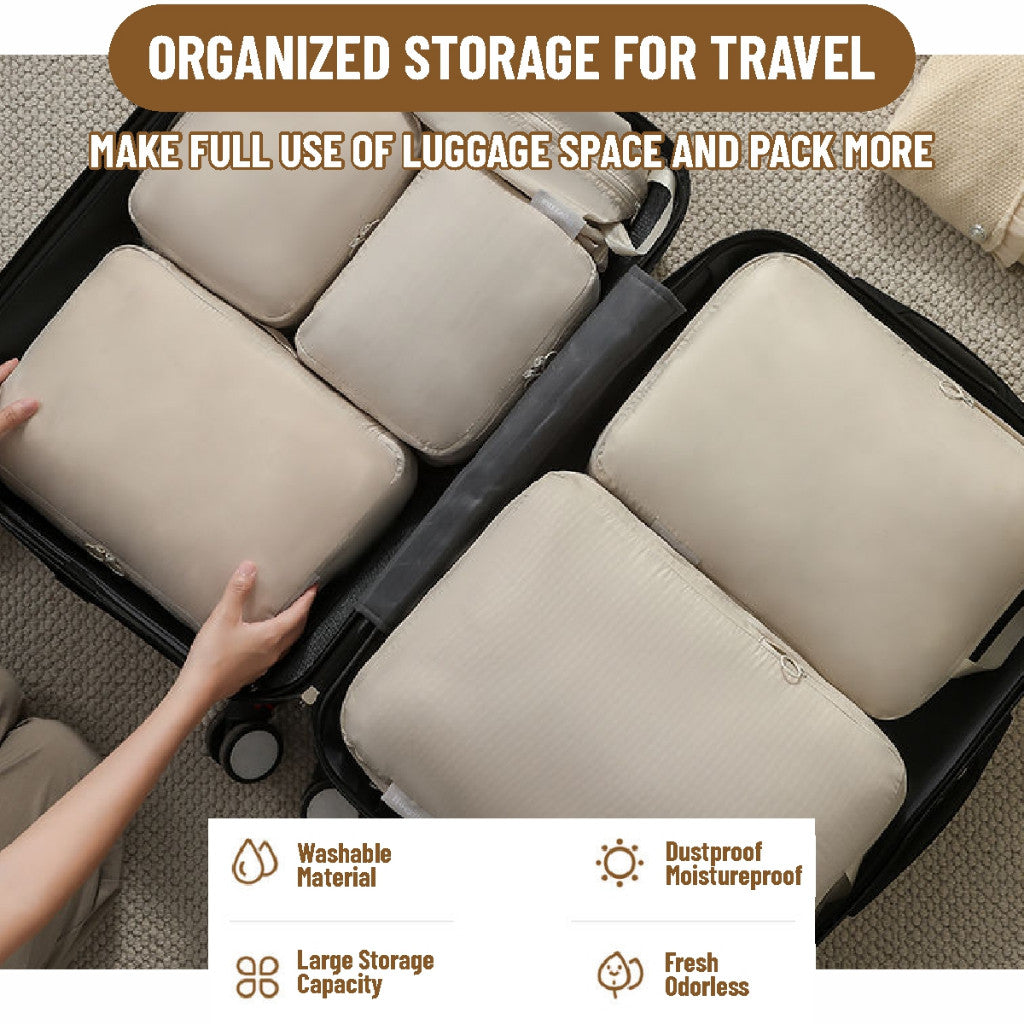 Koala Home Travel Organiser Set Suitcases Compression Storage Bags Packing Cubes Clothes Luggage Waterproof 6PCS