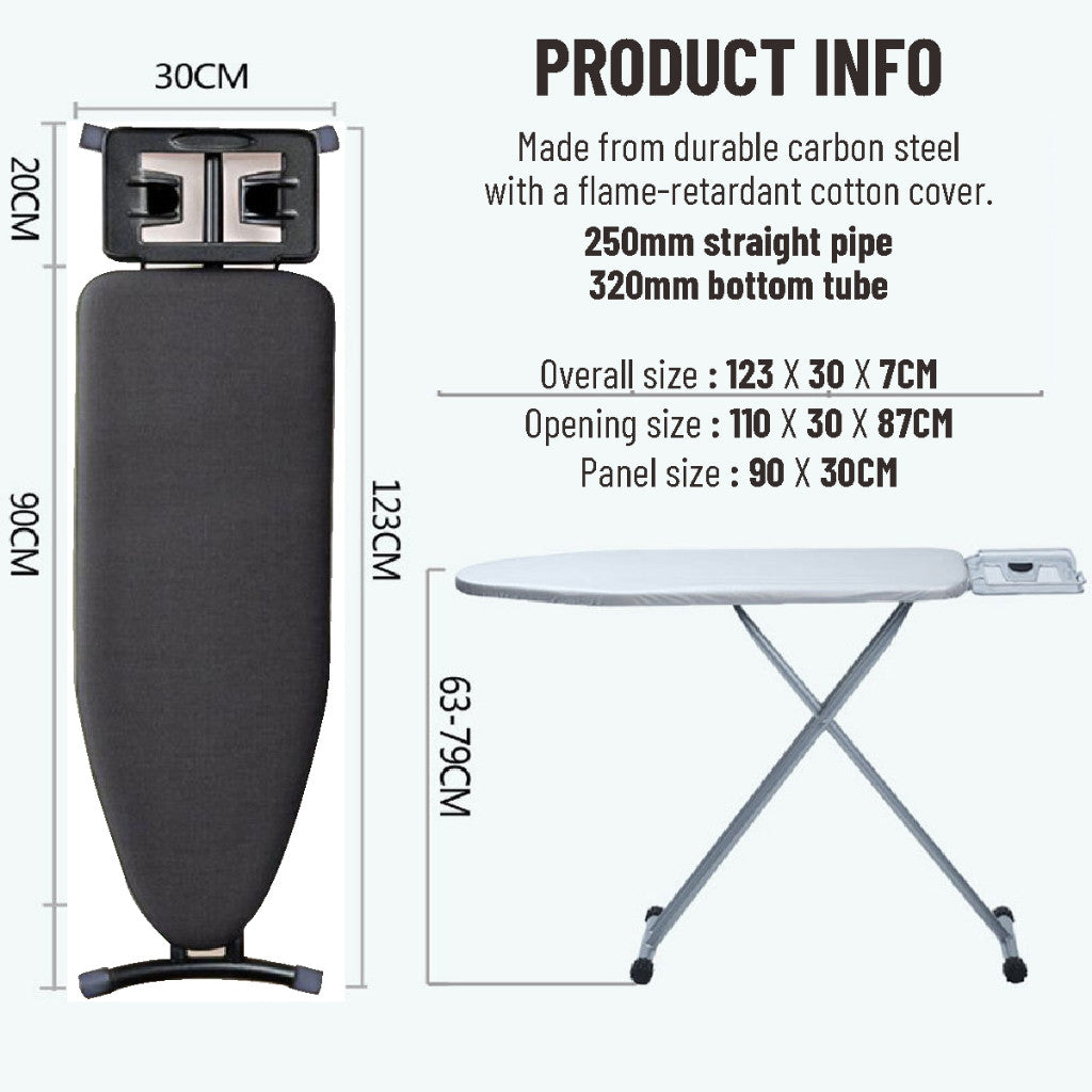 Koala Home Ironing Board Iron Board Foldable, Standing and Multi Height Adjustable with Iron Rest