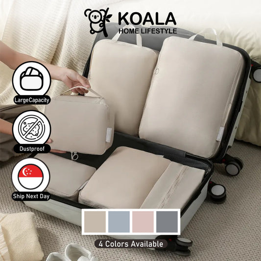 Koala Home Travel Organiser Set Suitcases Compression Storage Bags Packing Cubes Clothes Luggage Waterproof 6PCS