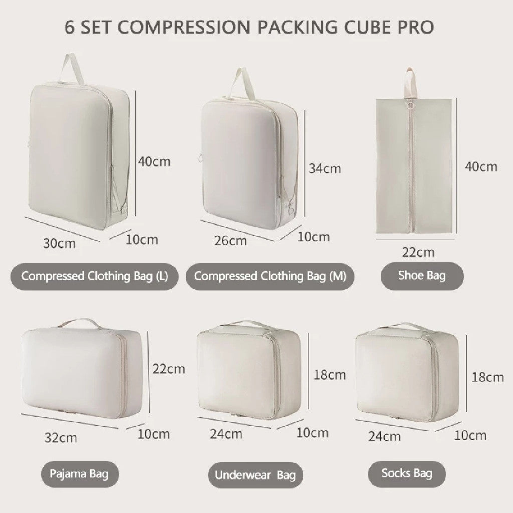 Koala Home Travel Organiser Set Suitcases Compression Storage Bags Packing Cubes Clothes Luggage Waterproof 6PCS