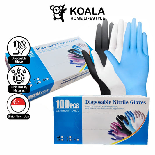 Koala Home Disposable Nitrile Gloves latex gloves Quality Powder-Free Waterproof and Oil-Resistant 100 Pce/Box