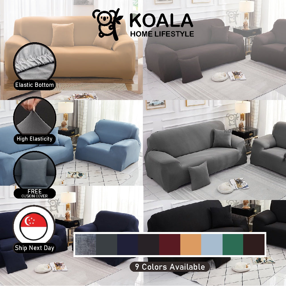 Koala Home Sofa Covers 1/2/3/4 Seater Protector Sofa Bed Cover Sofa Cover L Shape Cover Silky +FREE 1 Cushion