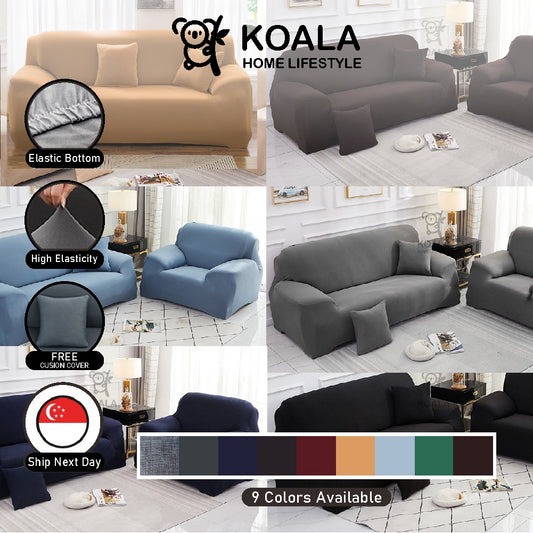 Koala Home Sofa Covers 1/2/3/4 Seater Protector Sofa Bed Cover Sofa Cover L Shape Cover Silky +FREE 1 Cushion