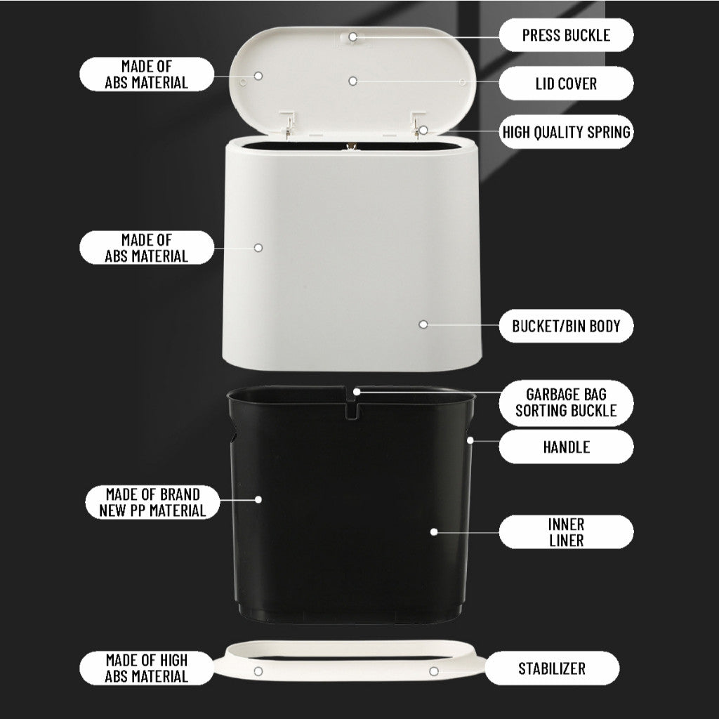 Koala Home Rubbish Bin-for Bathroom/Toilet/Kitchen/Living Room Slim Gap Trash Can Waste Bin Dustbin Trash Bin