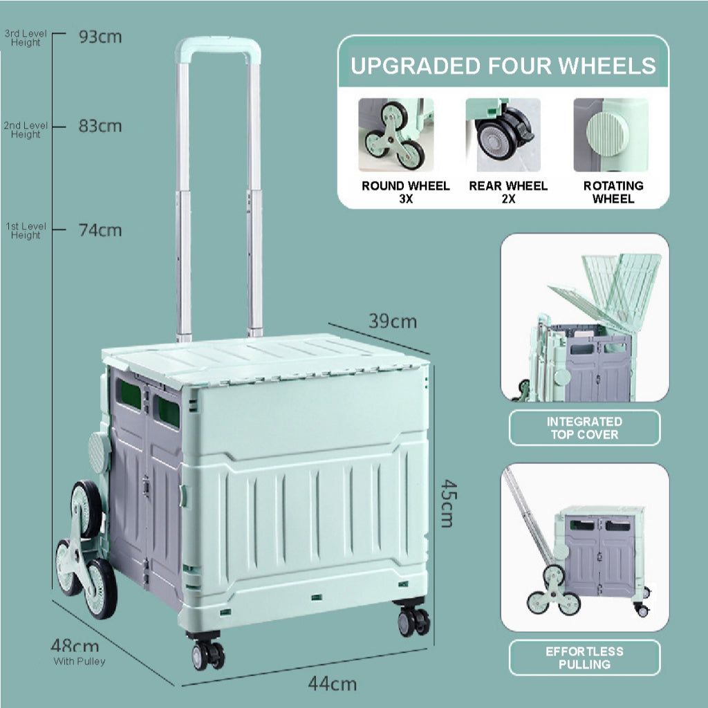 Koala Home Foldable Shopping Large Utility Cart / Foldable Trolley with 360 Wheel Collapsible