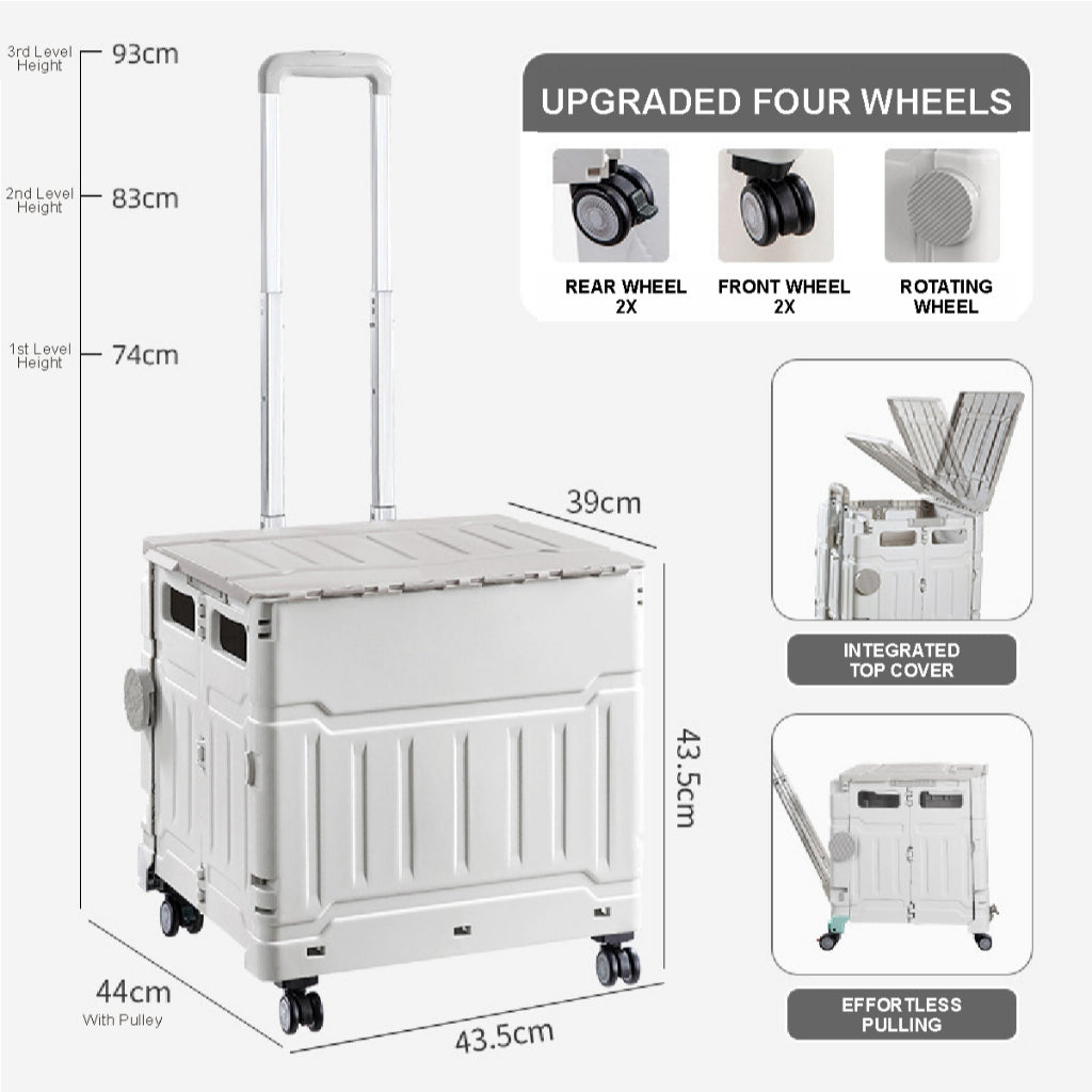 Koala Home Foldable Shopping Large Utility Cart / Foldable Trolley with 360 Wheel Collapsible