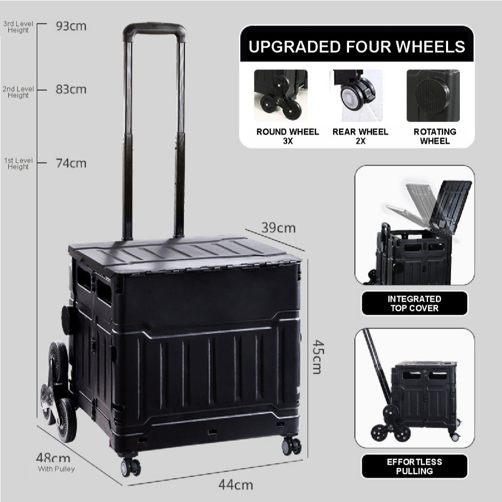 Koala Home Foldable Shopping Large Utility Cart / Foldable Trolley with 360 Wheel Collapsible