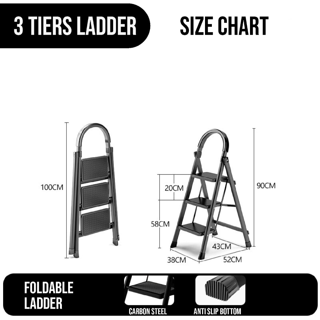 Koala Home Stool Step Foldable Ladder Anti-Slip Carbon Steel Herringbone Ladder Thickened Outdoor Indoor 3-4-5 Step