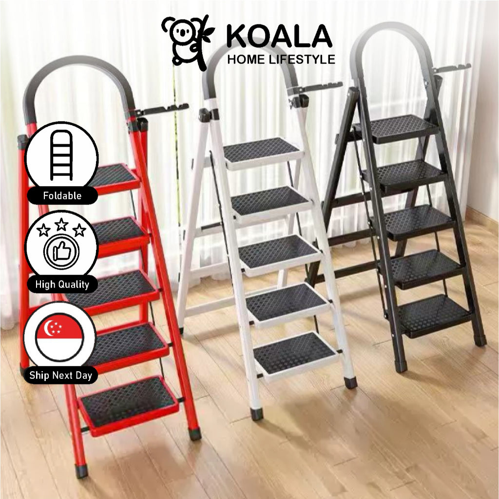 Koala Home Stool Step Foldable Ladder Anti-Slip Carbon Steel Herringbone Ladder Thickened Outdoor Indoor 3-4-5 Step