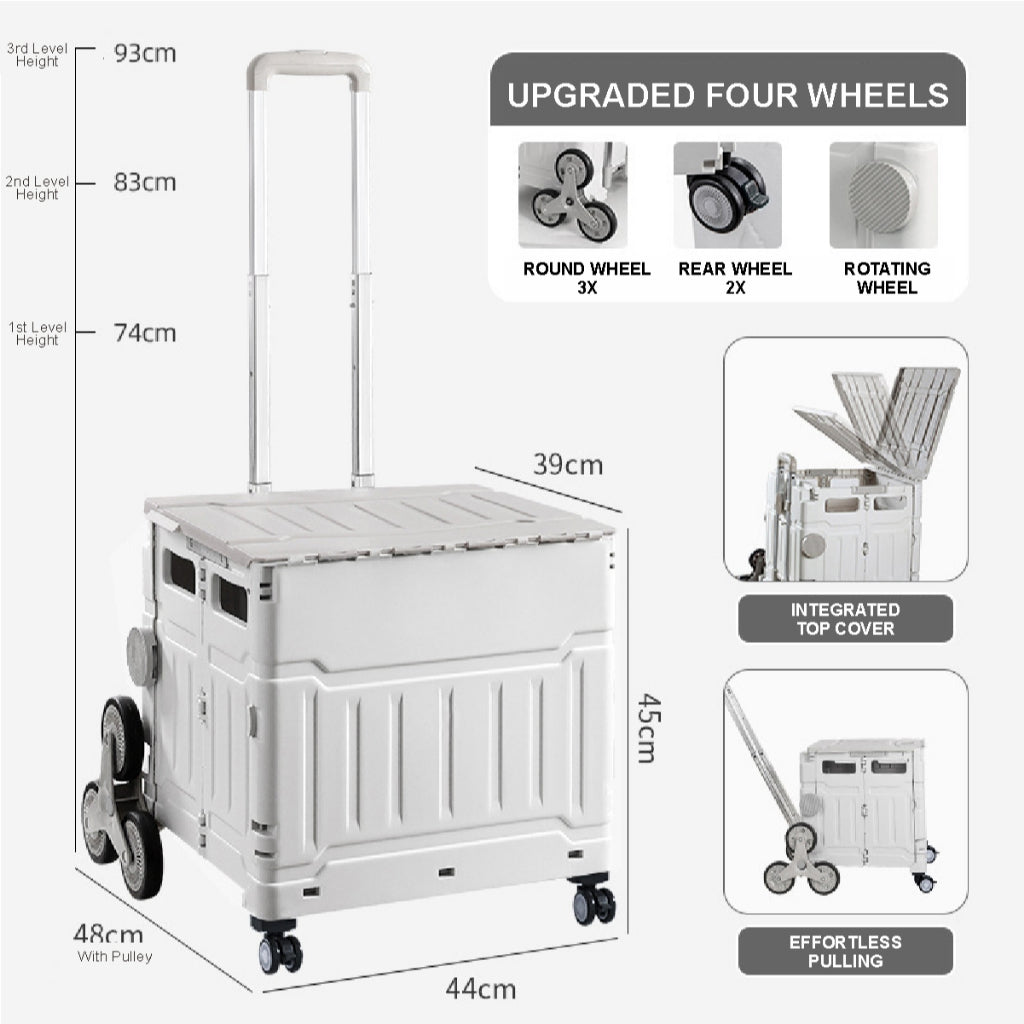 Koala Home Foldable Shopping Large Utility Cart / Foldable Trolley with 360 Wheel Collapsible