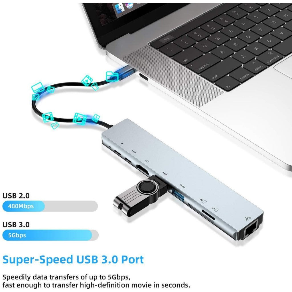 Koala Home Usb C Hub Type C To Hdmi Usb 3.0 Pd RJ45 100W Docking Station Sd Tf Card 3/4/6/7/8 in 1