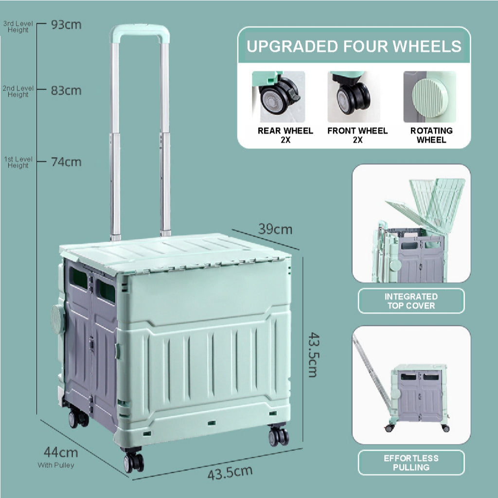 Koala Home Foldable Shopping Large Utility Cart / Foldable Trolley with 360 Wheel Collapsible