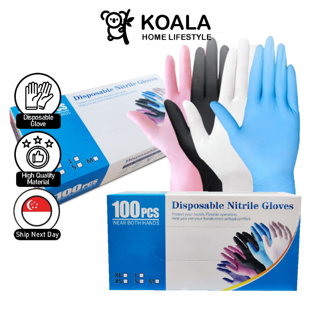 Koala Home Disposable Nitrile Gloves latex gloves Quality Powder-Free Waterproof and Oil-Resistant 100 Pce/Box