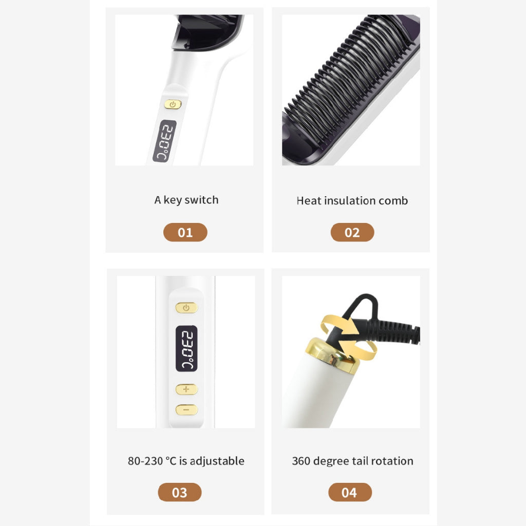 Koala Home Mini Hair Straightener Hair Straightener Comb Curler Wireless Hair Straightener Negative Ion Wireless
