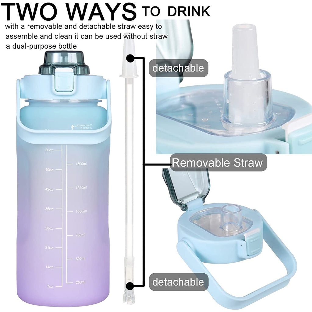 Koala Home Water Bottle Cup Large Capacity Plastic Water Bottle With Straw 2000ML Buy 1Get 2Free