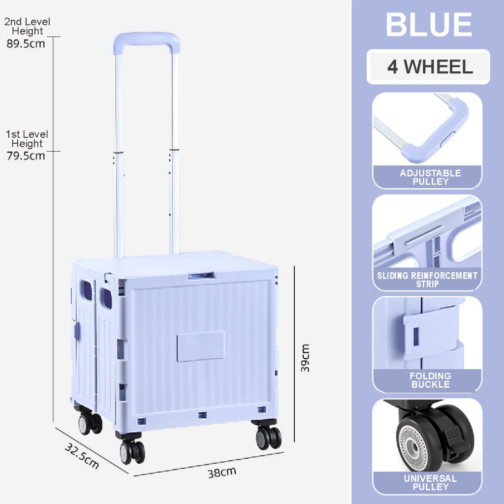 Koala Home Foldable Shopping Large Utility Cart / Foldable Trolley with 360 Wheel Collapsible