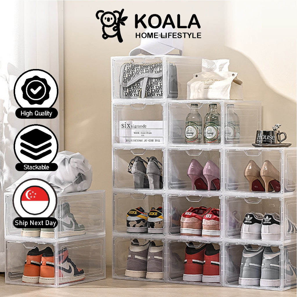 Koala Home Shoe Box Ultra Clear Shoe Storage Box Stackable Acrylic Display High Capacity