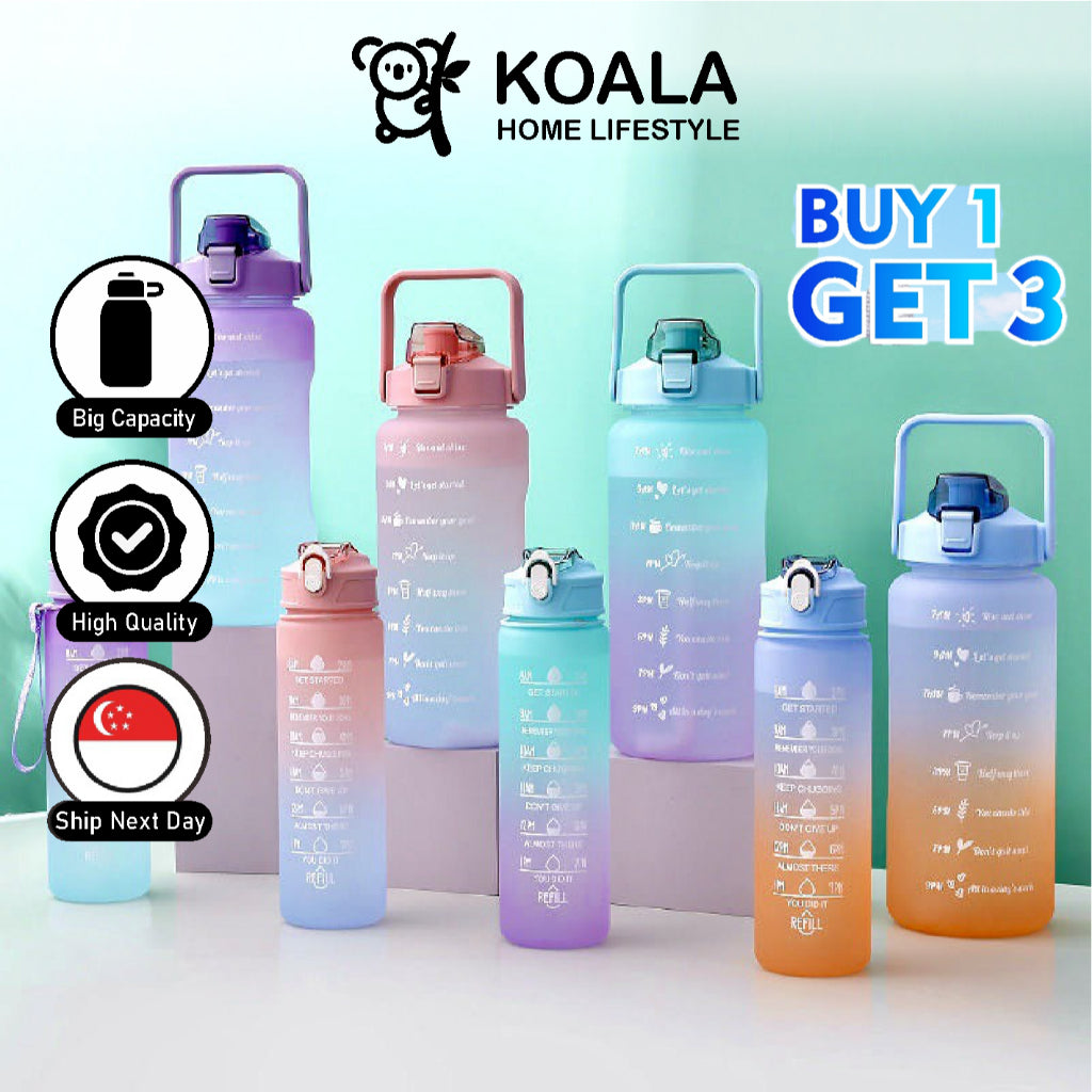 Koala Home Water Bottle Cup Large Capacity Plastic Water Bottle With Straw 2000ML Buy 1Get 2Free