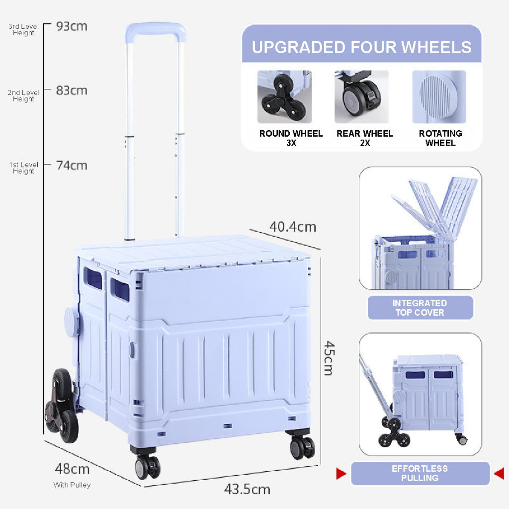 Koala Home Foldable Shopping Large Utility Cart / Foldable Trolley with 360 Wheel Collapsible