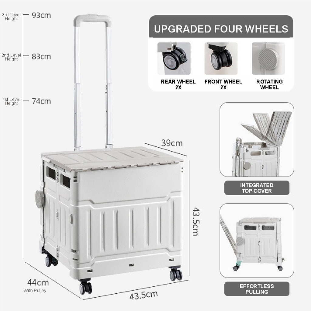 Koala Home Foldable Trolley Foldable Grocery Trolley Shopping Large Utility Cart /with 360 Wheel Collapsible