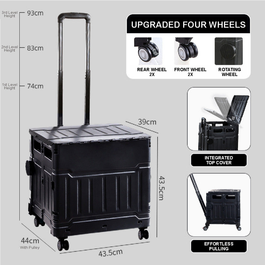 Koala Home Foldable Trolley Foldable Grocery Trolley Shopping Large Utility Cart /with 360 Wheel Collapsible