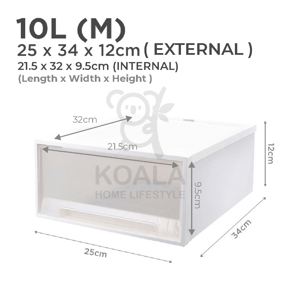 Koala Home Storage Drawers Box Stackable Storage Chest Drawers Box Transparent Plastic Organizer  Container