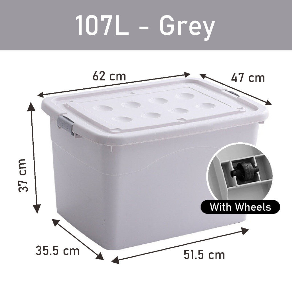 Koala Home Transparent Storage Box Organizer Stackable Container Waterproof with Wheels 15L/40L/55L/80L/105L