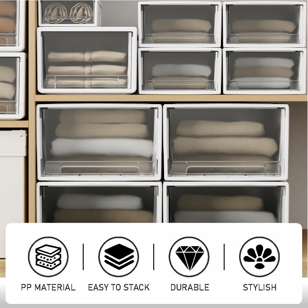 Koala Home Storage Drawers Box Stackable Storage Chest Drawers Box Transparent Plastic Organizer  Container