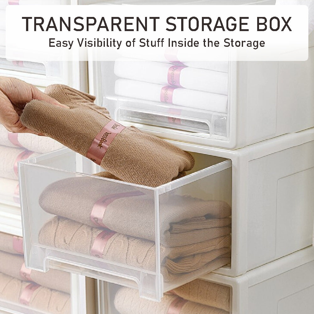Koala Home Storage Drawers Box Stackable Storage Chest Drawers Box Transparent Plastic Organizer  Container