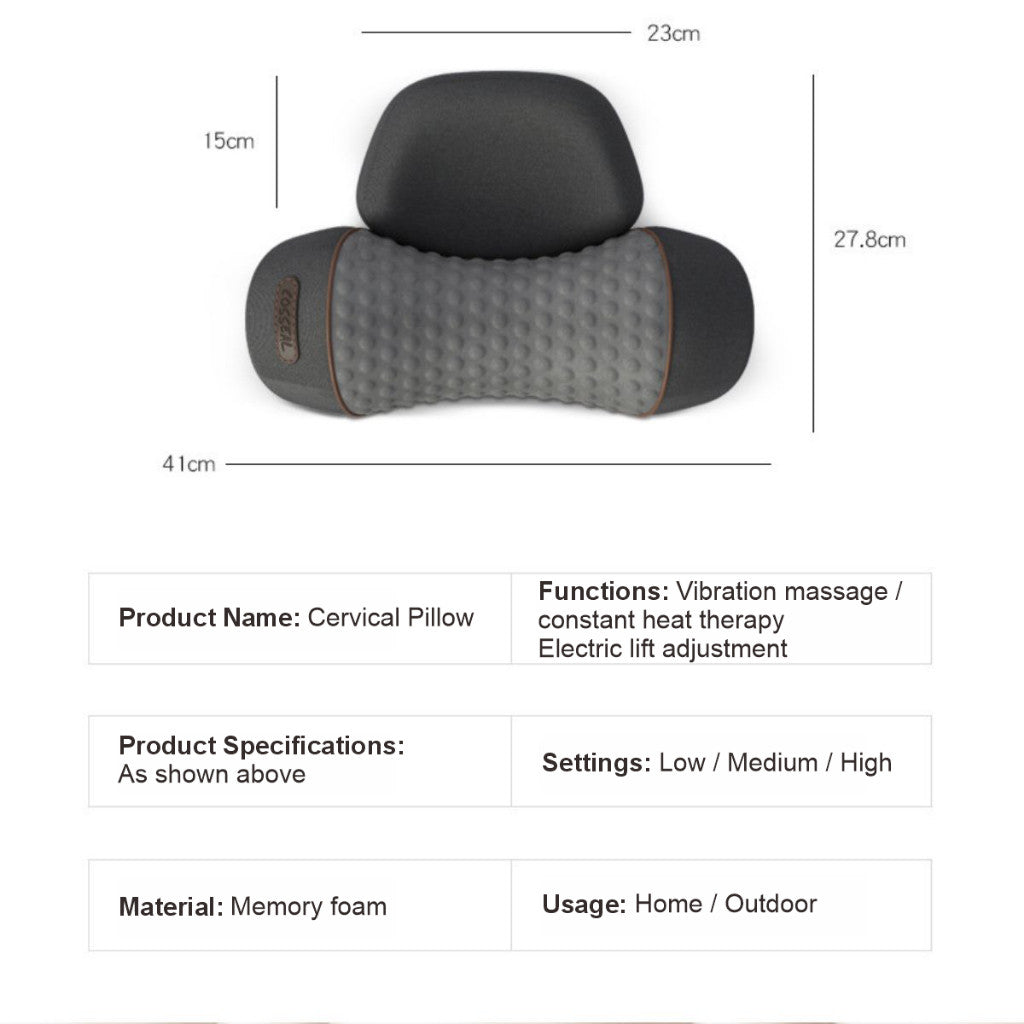 Koala Home Cervical Pillow Lumbar Pillow with Massage + Hot Compress USB Neck Pillow Neck Massager Gift Idea