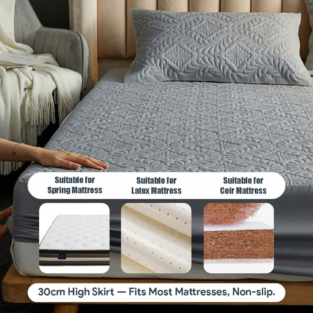 Koala Home Waterproof Mattress Protector Anti-mite Fitted Bedsheet Set Single/Super Single/Queen/King 4 Size Breathable