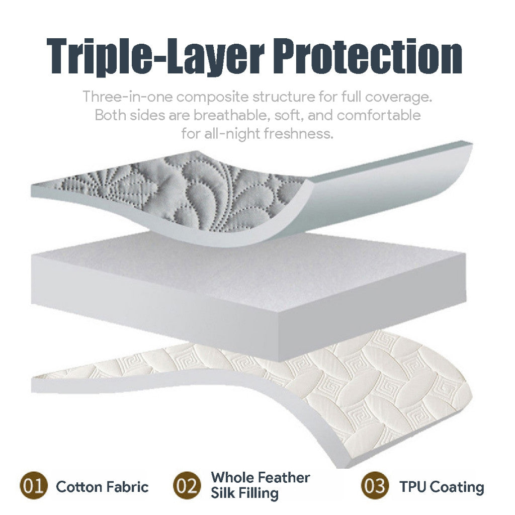Koala Home Waterproof Mattress Protector Anti-mite Fitted Bedsheet Set Single/Super Single/Queen/King 4 Size Breathable