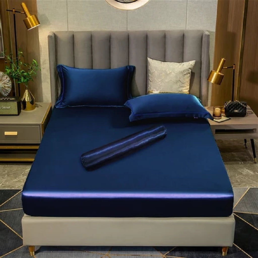 Koala Home Bedsheet Set Satin Silk Fitted/Anti-Wrinkle Smooth For Hotel And Flat Single/Super Single/Queen/King Size