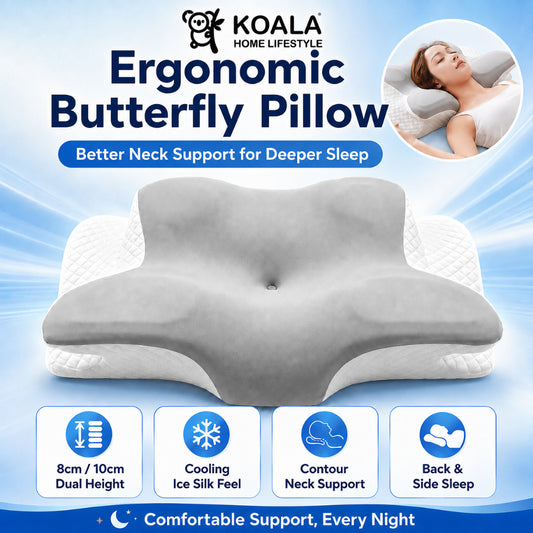 Koala Home  Pillows Butterfly Shaped Neck Pillow Memory Foam Support Orthopedic Gift Idea 蝶形枕记忆棉