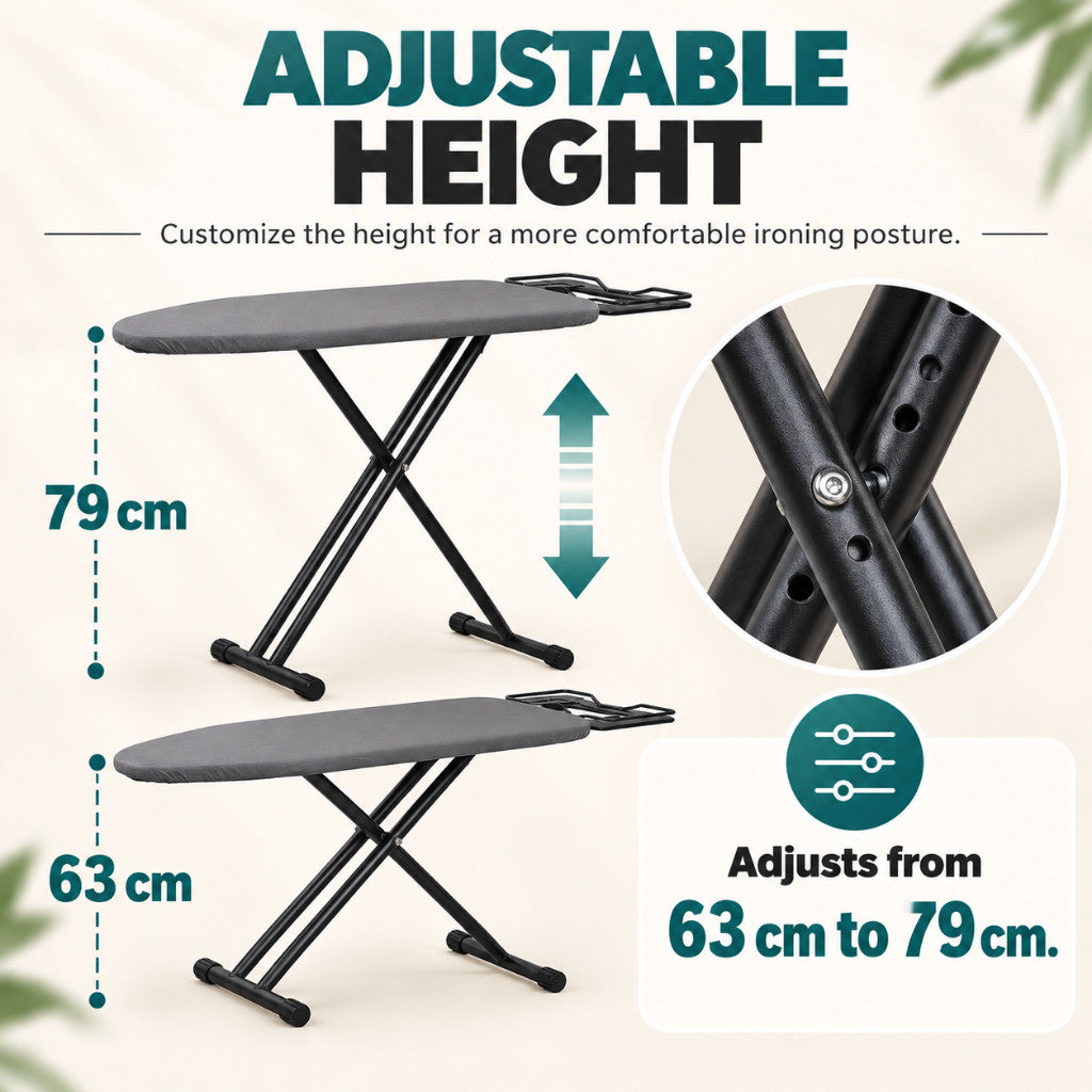 Koala Home Ironing Board Iron Board Foldable, Standing and Multi Height Adjustable with Iron Rest