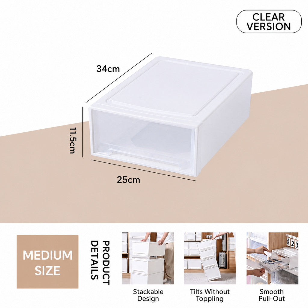 Koala Home Storage Drawers Box Stackable   Storage Chest Drawers Box Transparent Plastic Organizer / Container