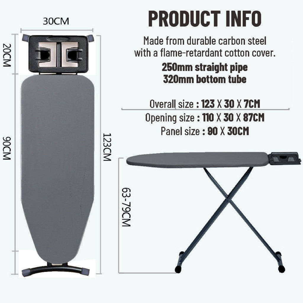 Koala Home Ironing Board Iron Board Foldable, Standing and Multi Height Adjustable with Iron Rest