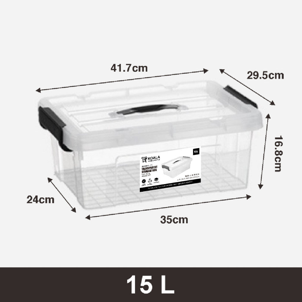 Koala Home Transparent Storage Box Organizer Stackable Container Waterproof with Wheels 15L/40L/55L/80L/105L