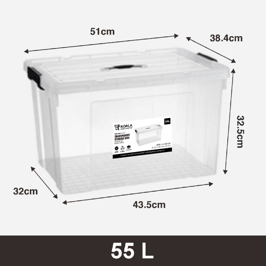 Koala Home Transparent Storage Box Organizer Stackable Container Waterproof with Wheels 15L/40L/55L/80L/105L