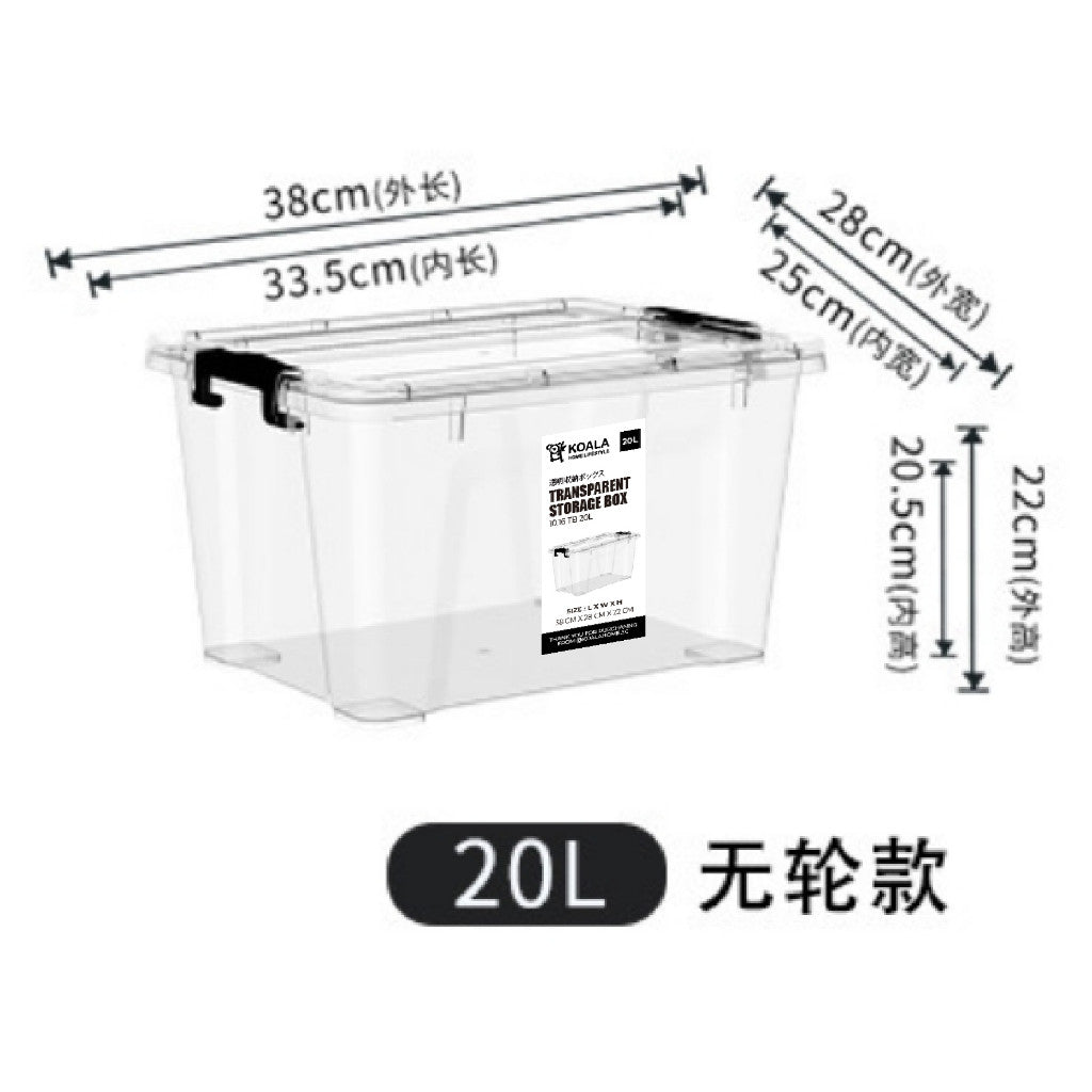 Koala Home Transparent Storage Box Organizer Stackable Container Waterproof with Wheels 15L/40L/55L/80L/105L